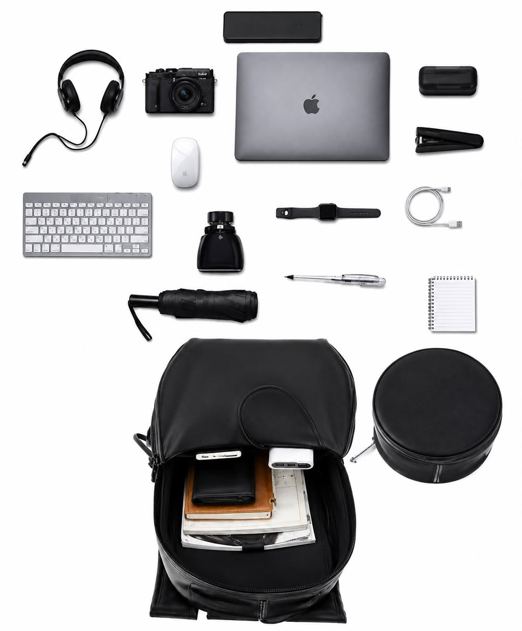 Premium PU Leather Backpack – Laptop & Travel Bag