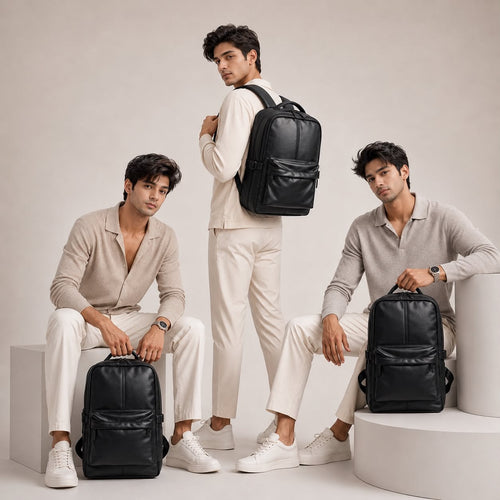 Premium PU Leather Backpack – Laptop & Travel Bag